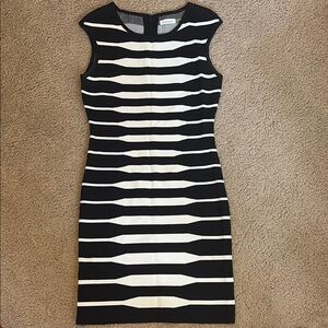 Elegant Black and White Striped Dress